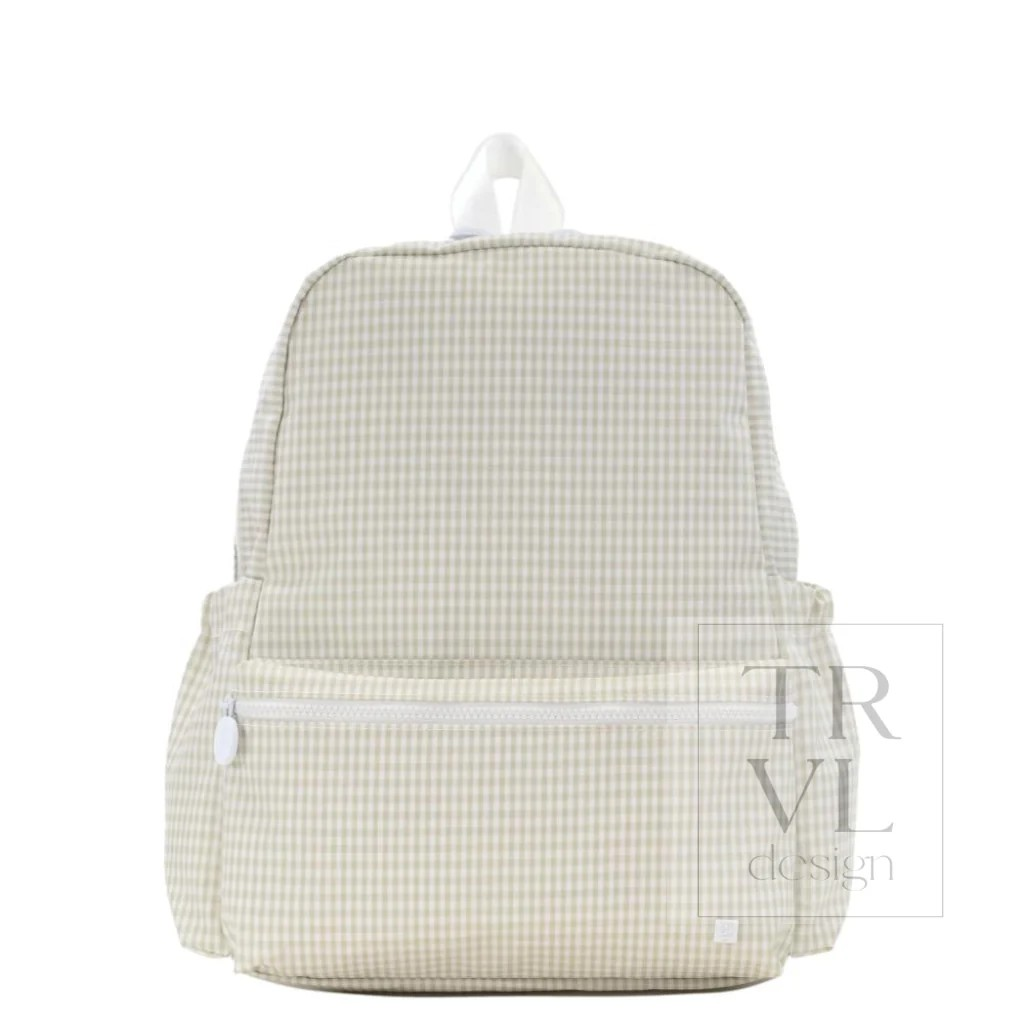 TRVL Pearl Grey Gingham Backpacker