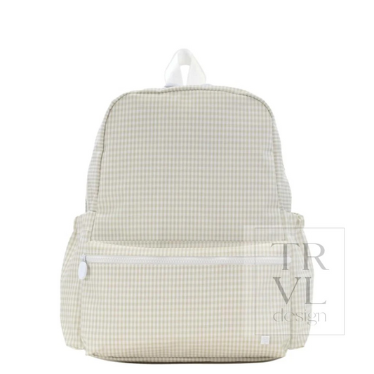 TRVL Pearl Grey Gingham Backpacker