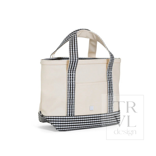 TRVL Black Gingham Canvas Tote