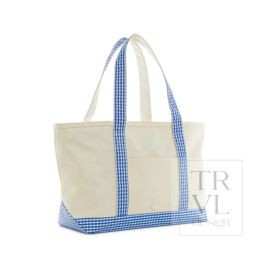 TRVL Royal Gingham Medium Canvas Tote