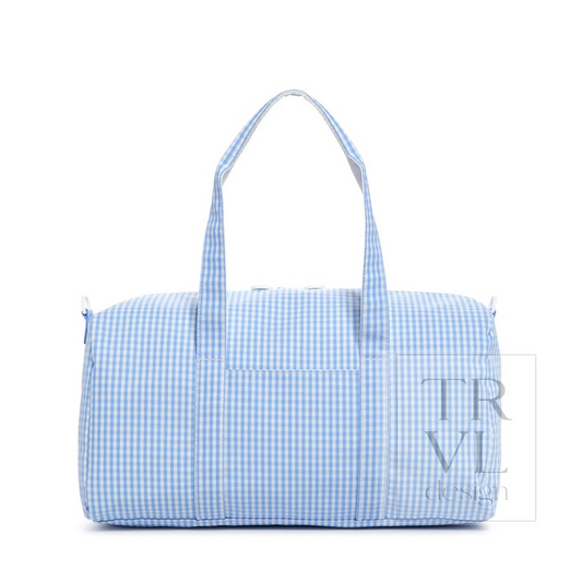 TRVL Sky Gingham Weekender Duffel Bag