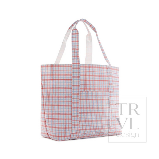TRVL Classic Plaid Red Jumbo X-Large Tote