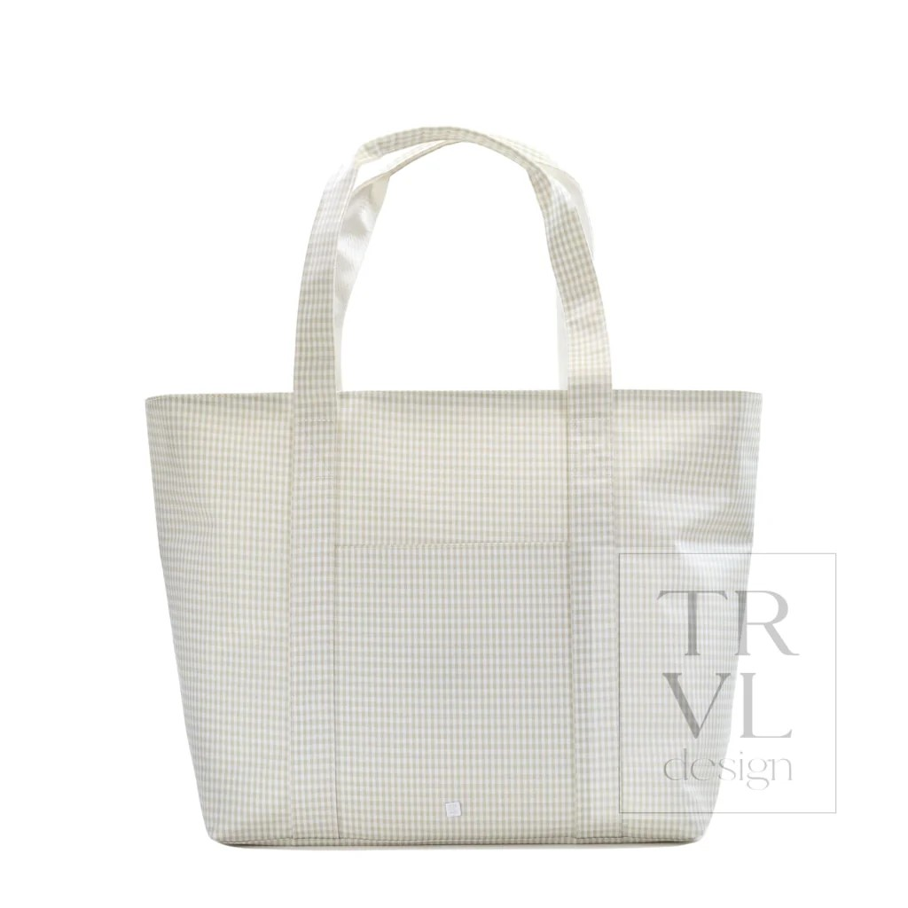 TRVL Pearl Grey Gingham Jumbo X-Large Tote