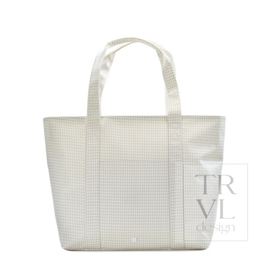 TRVL Pearl Grey Gingham Jumbo X-Large Tote
