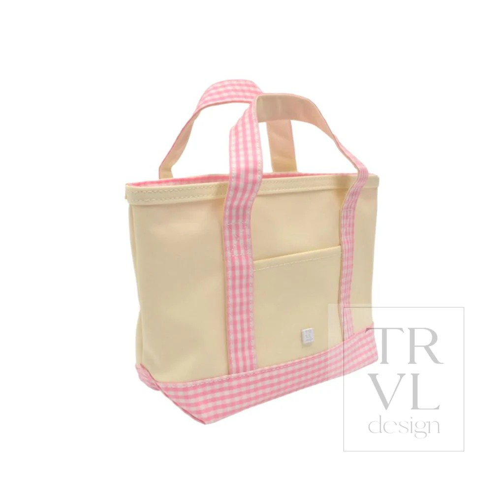 TRVL Pink Gingham Canvas Totes