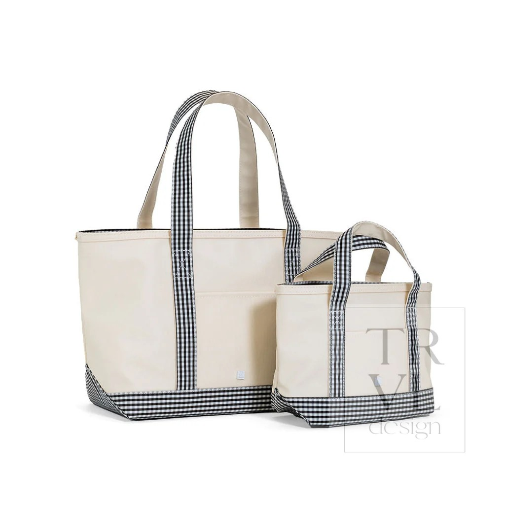 TRVL Black Gingham Canvas Tote