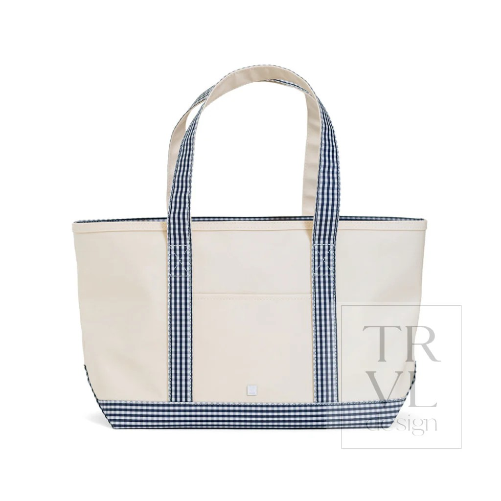 TRVL Navy Gingham Canvas Totes