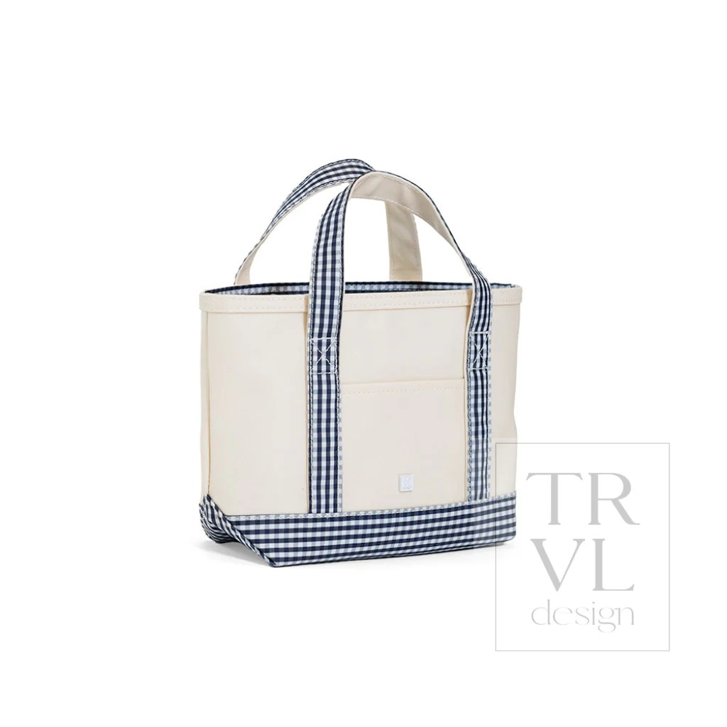 TRVL Navy Gingham Canvas Totes