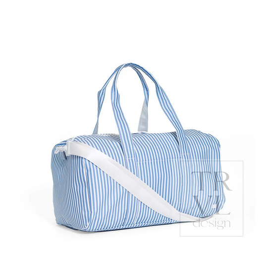 TRVL Pimlico Stripe Chambray Weekender Duffel Bag