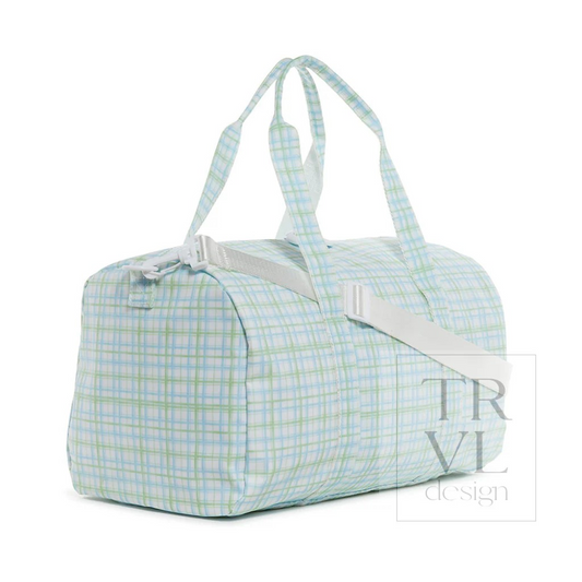 TRVL Classic Plaid Green Weekender Duffel Bag