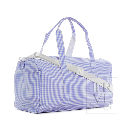 TRVL Lilac Gingham Weekender Duffel Bag