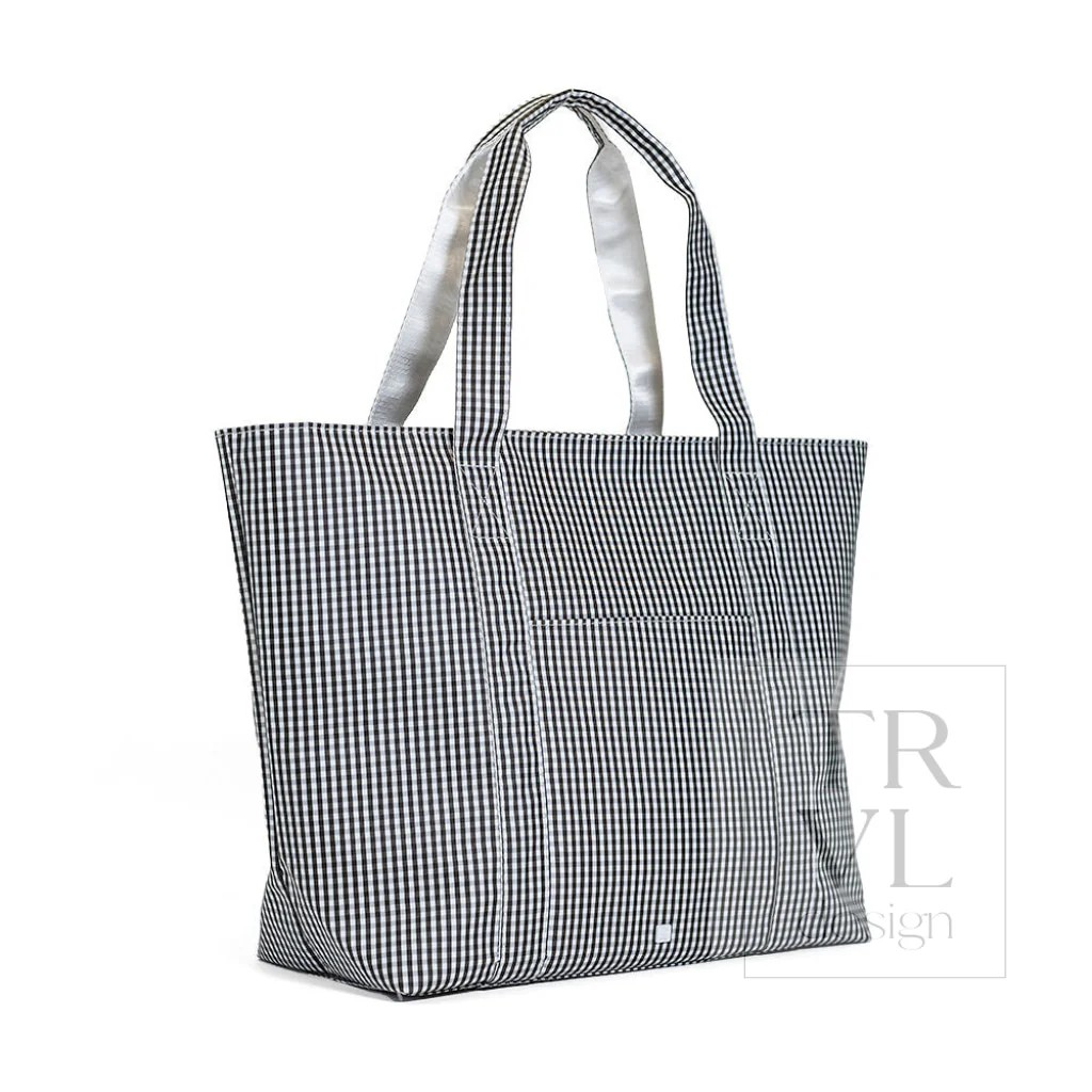 TRVL Black Gingham Jumbo X-Large Tote