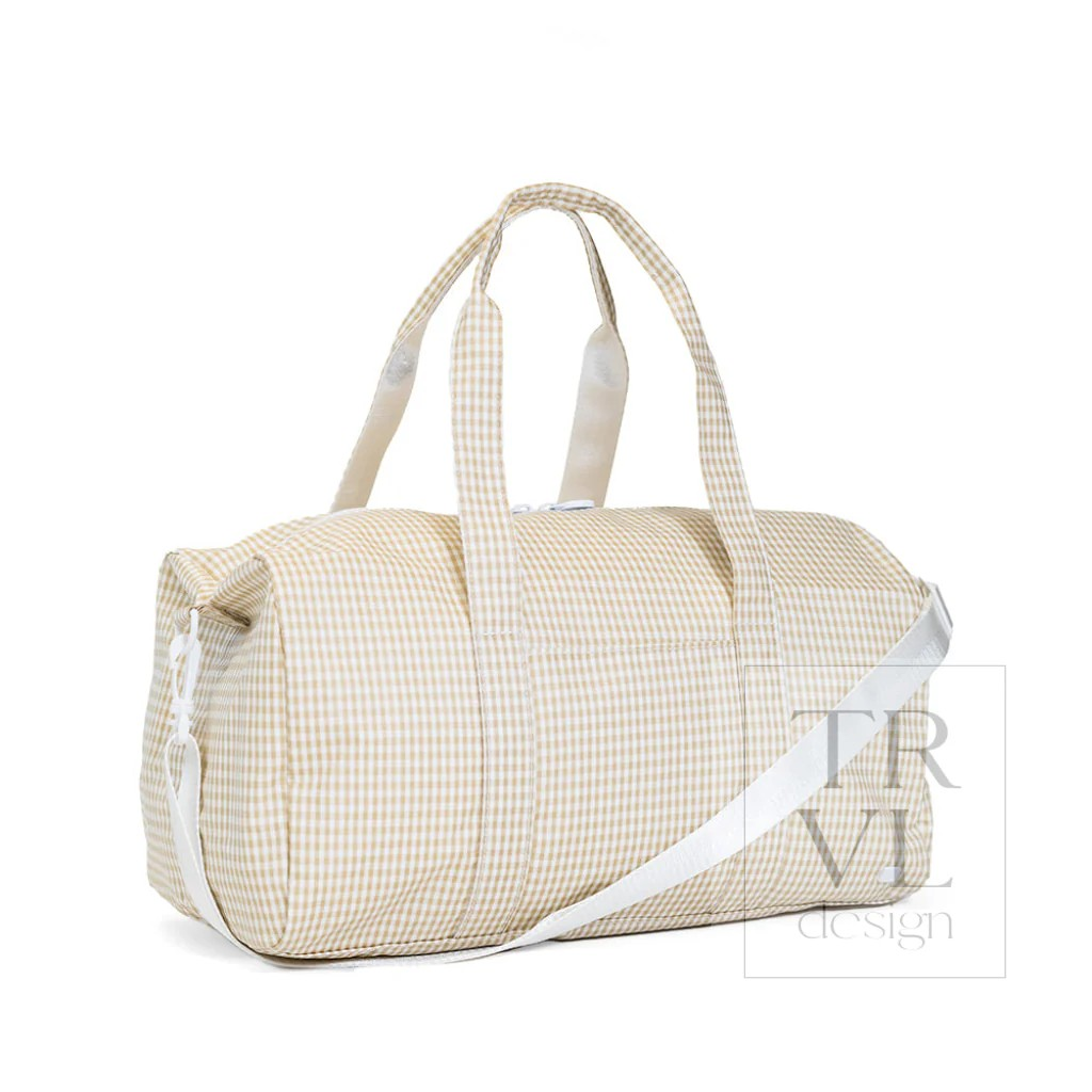TRVL Khaki Gingham Weekender Duffel Bag (Backorder ETA 7/30)