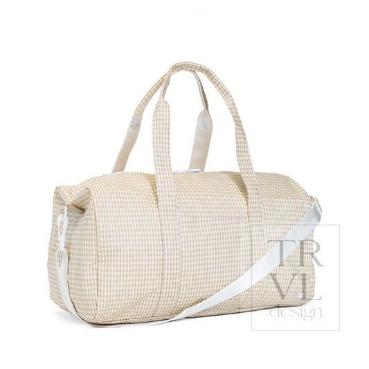 TRVL Khaki Gingham Weekender Duffel Bag (Backorder ETA 7/30)