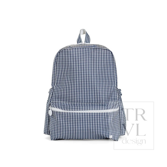 TRVL Navy Gingham Backpacker