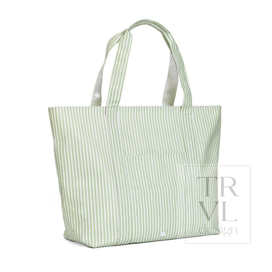 TRVL Pimlico Stripe Sage Jumbo X-Large Tote