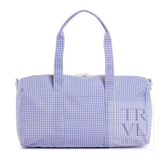 TRVL Lilac Gingham Weekender Duffel Bag