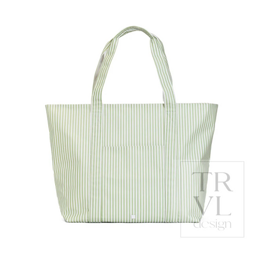 TRVL Pimlico Stripe Sage Jumbo X-Large Tote