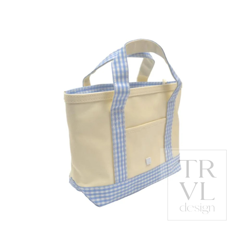 TRVL Sky Gingham Canvas Totes