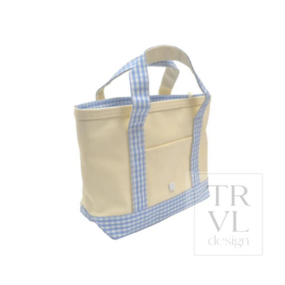 TRVL Sky Gingham Canvas Totes