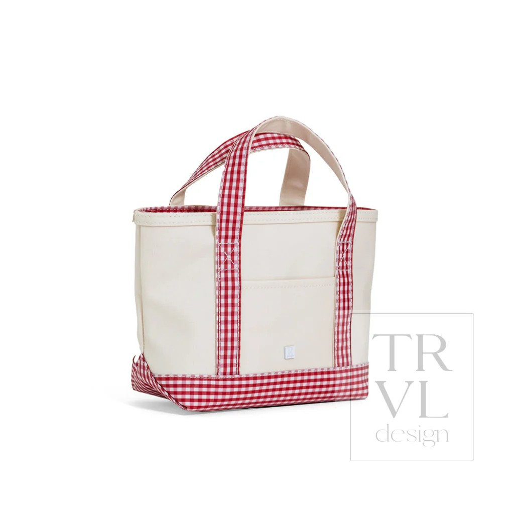 TRVL Red Gingham Canvas Totes