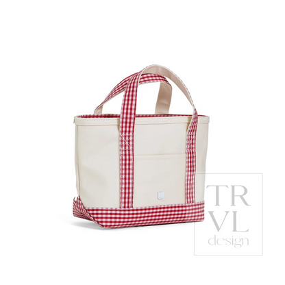 TRVL Red Gingham Canvas Totes