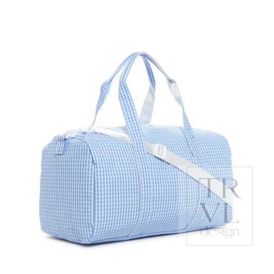 TRVL Sky Gingham Weekender Duffel Bag