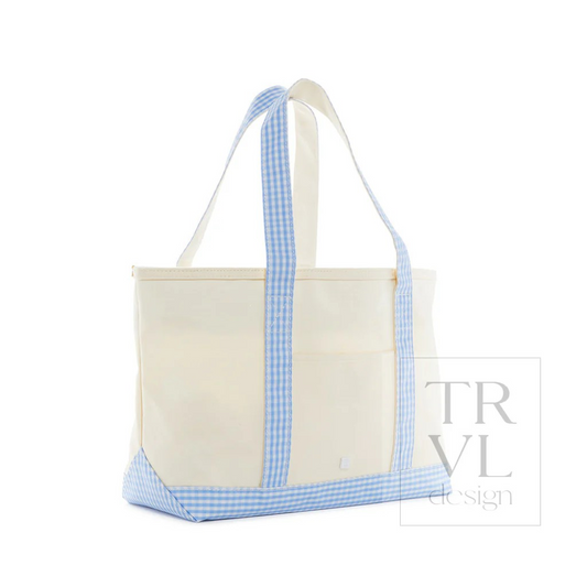 TRVL Sky Gingham Canvas Totes
