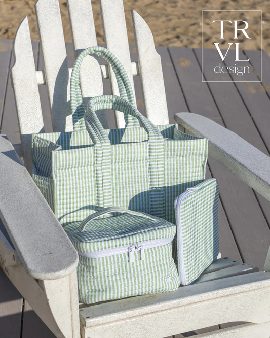 TRVL Pimlico Stripe Sage Quilted Go Go Tote
