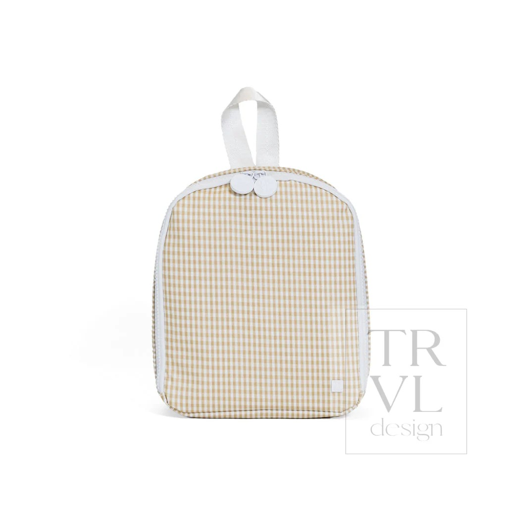 TRVL Khaki Gingham 'Bring It' Lunch Bag