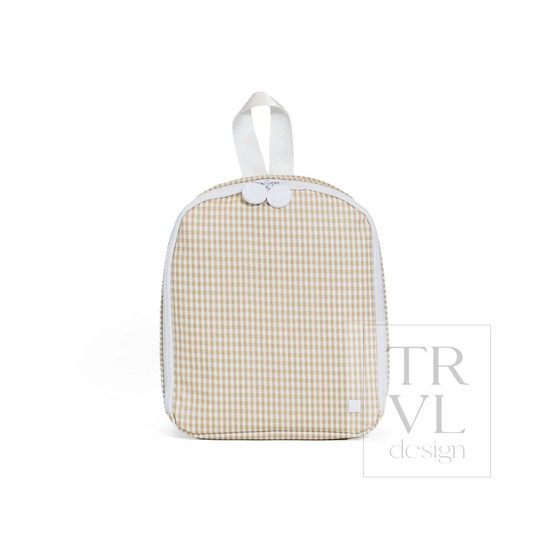 TRVL Khaki Gingham 'Bring It' Lunch Bag