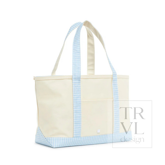 TRVL Mist Gingham Canvas Totes