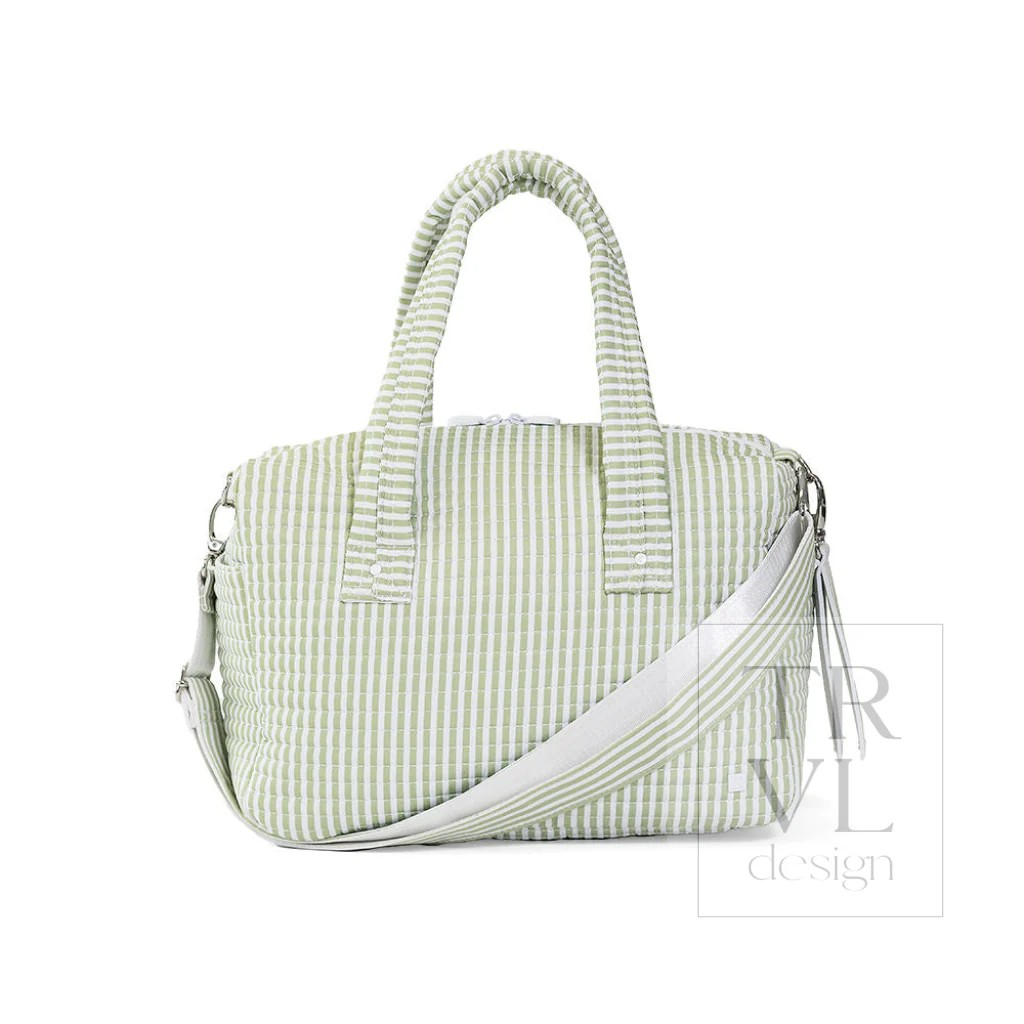TRVL Pimlico Stripe Sage Quilted Stroller Bag