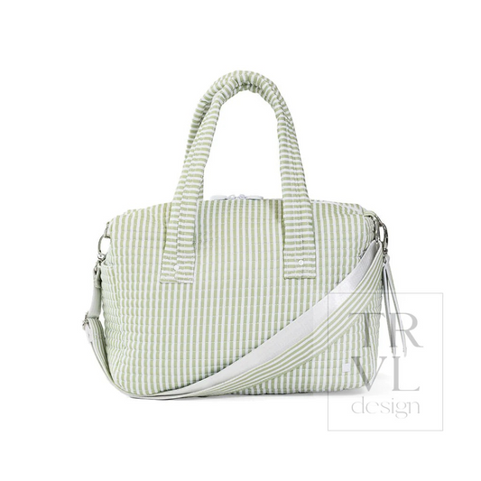 TRVL Pimlico Stripe Sage Quilted Stroller Bag