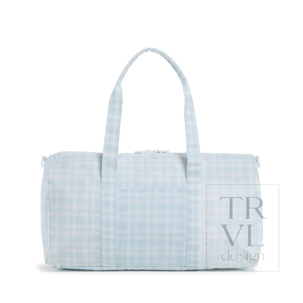 TRVL Pimlico Plaid Blue Weekender Duffel Bag