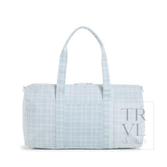 TRVL Pimlico Plaid Blue Weekender Duffel Bag