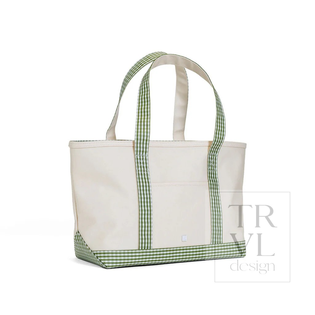 TRVL Moss Gingham Canvas Totes