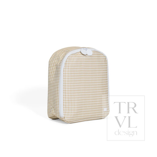 TRVL Khaki Gingham 'Bring It' Lunch Bag